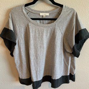 Eri + Ali Loose Tee, Grey with Darker Grey Sleeves, Size Medium